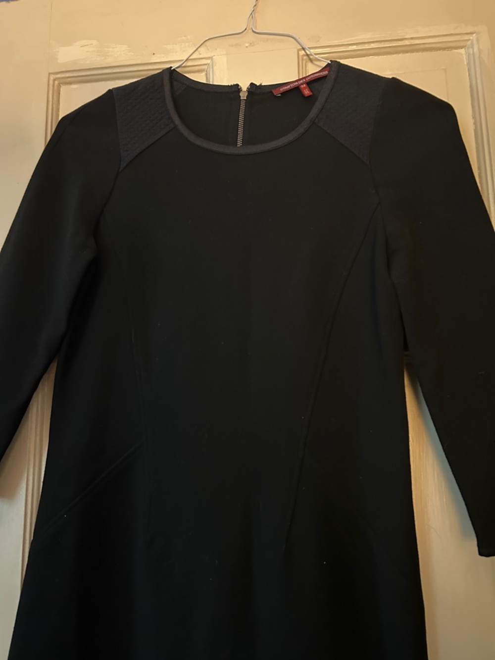 Comptoir Des Cotonniers Black Long-Sleeve Crewneck Dress